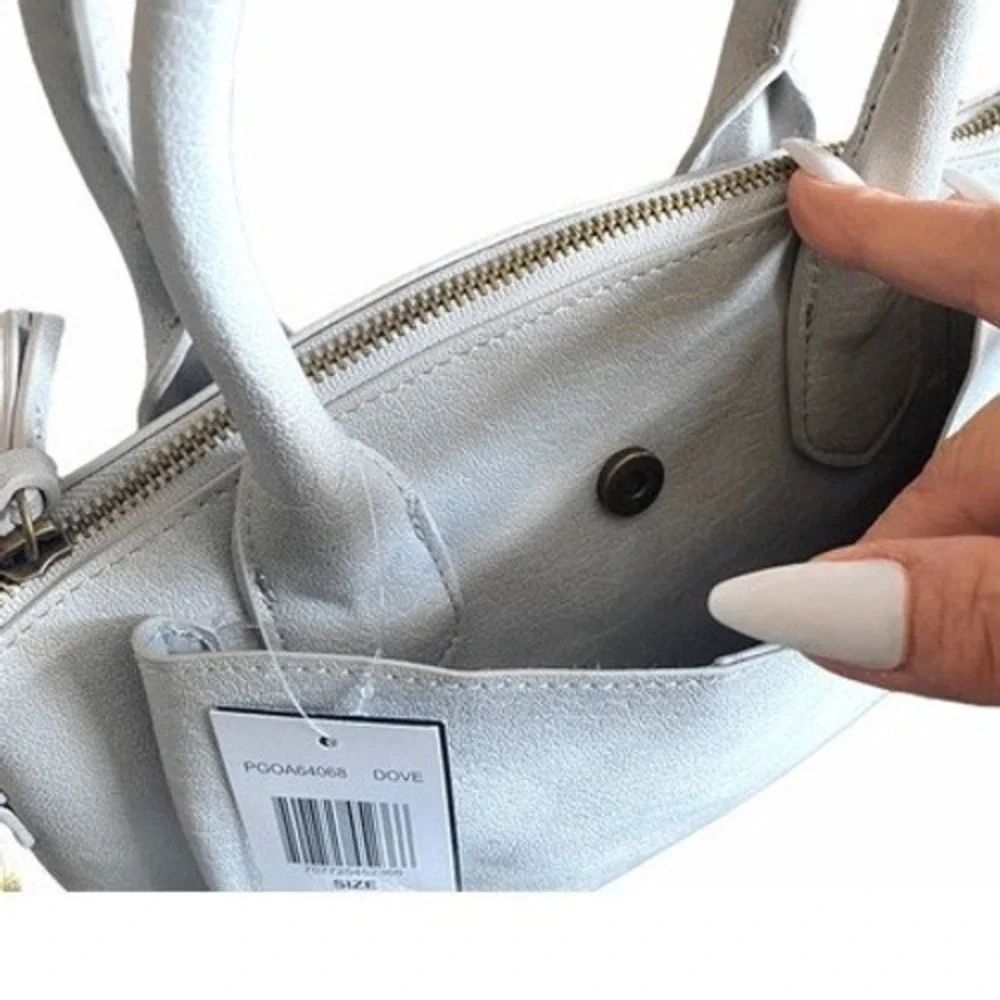 Bueno Crossbody Satchel Bag Women OS Dove Grey New Vegan Leather Top Handle Tote